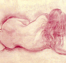 Disegno realizzato a carboncino su carta con modella dal vivo